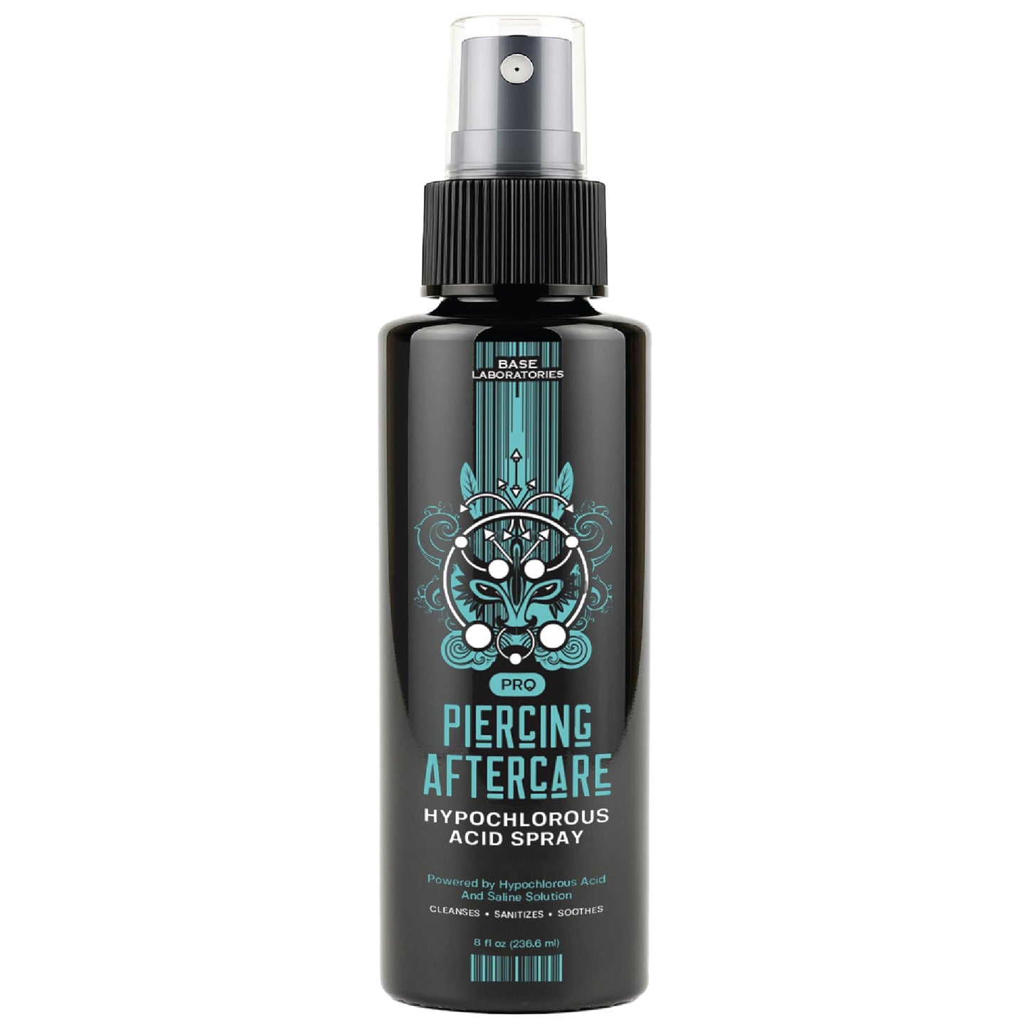BASE LABORATORIES Piercing Aftercare Hypochlorous Acid Spray 8oz | Piercing Cleaning Solution - Saline Solution Piercing Aftercare for Ear Piercings,