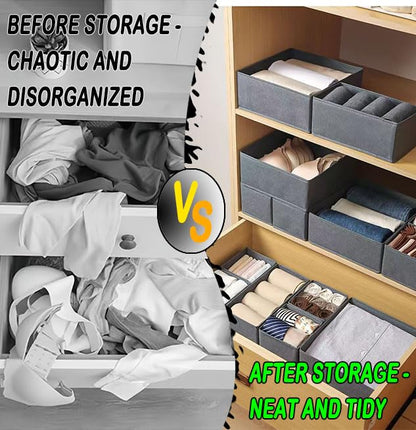 HongChelle 4 PCS Foldable Fabric Storage Boxes, Clothes Drawer Organisers, Wardrobe Storage Organiser for Storing Bras, Shirts, Jeans, Blanket