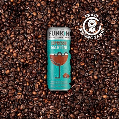 Funkin Espresso Martini Pre-Mixed Cocktail Cans 200 ml (Case of 12) - Premium Ready to Drink Cocktails - Bar Quality Drinks At Home - Nitro Infused
