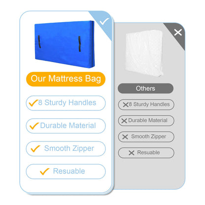 Mattress Cover for Moving and Storage Single Size Mattress Bags with 8 Sturdy Handles Waterproof Mattress Protector Tarp Durable Mattress Bags for
