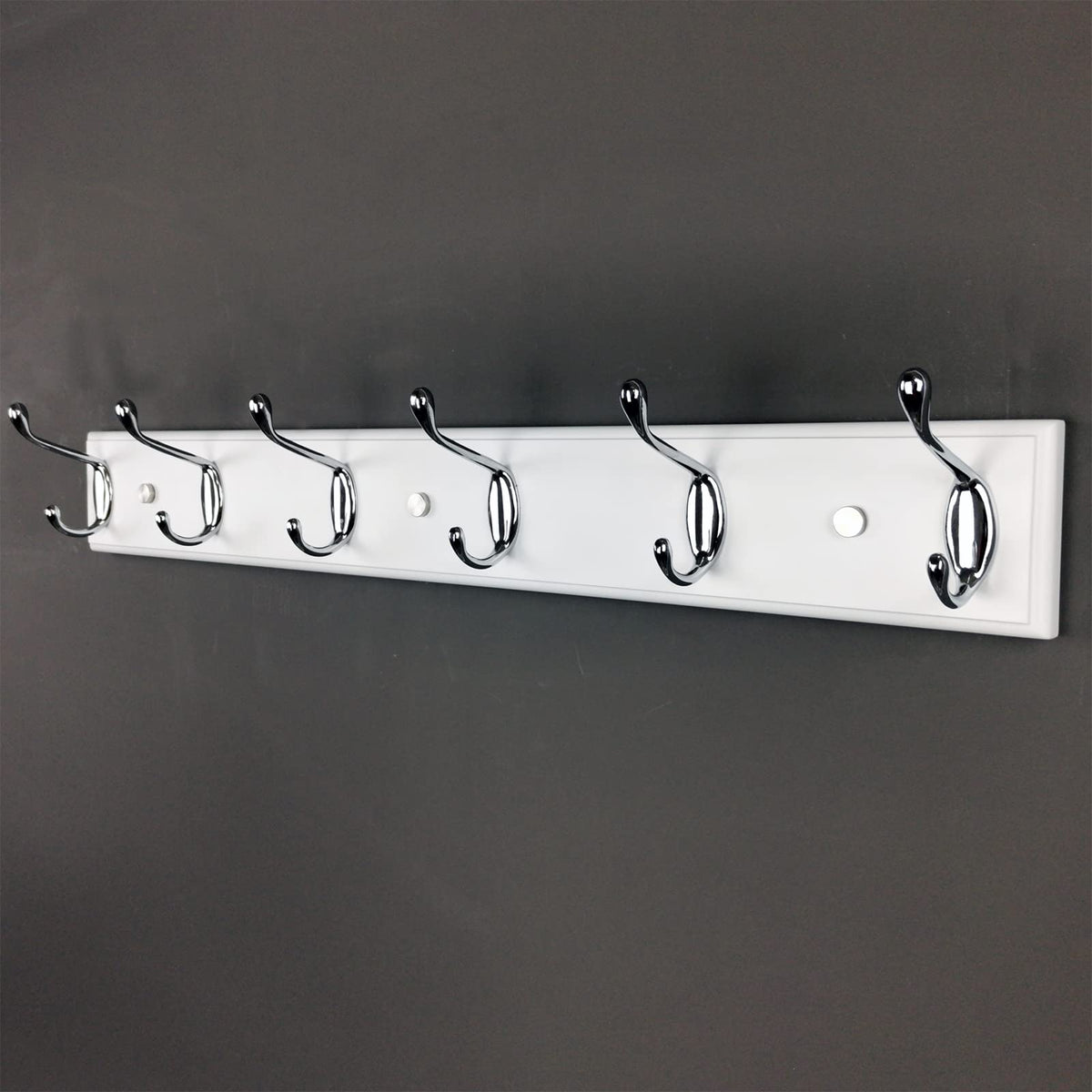 lomejii Wood Wall Mounted Coat Rack with 6 Hooks, 58 cm,White, Strong Coat Hook Rack for Clothes, Hat, Bag