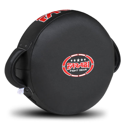 Farabi Sports Round Boxing Pad 100% Genuine Leather Punching Mitts Kick Pad Black Boxing Mitts MMA Muay Thai Taekwondo Kickboxing Training Strike