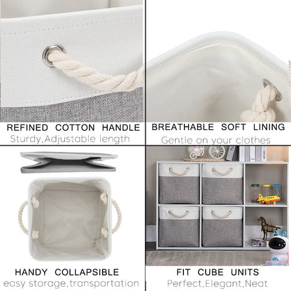 Mangata 30x30x30cm Cube Storage Boxes 3Pcs Gray White Foldable Baskets