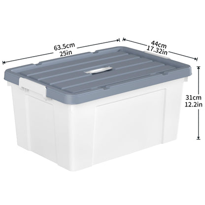 Cetomo 65L*4 Storage Boxes, Carry Plastic Storage Box with Lids, Organizing Container with Handle and Secure Latches