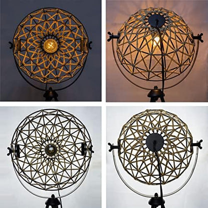 Osasy Geometric Rattan Floor Lamp, Tripod Standing Lamp with Woven Shade, Modern Corner Light for Living Room,E27 Base,Height 169cm