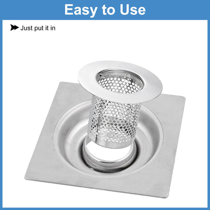 sourcing map 4 Pack Shower Drain Strainer, 2" x 2.6" 304 Stainless Steel Floor Drain Strainer Deep Sink Hair Catcher for Kitchen Bathroom Balcony
