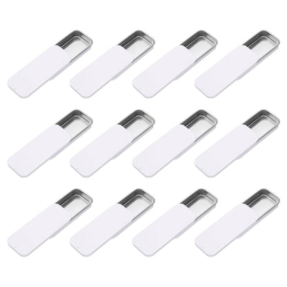 sourcing map 12Pcs Slide Top Tin Containers, Mini Metal Empty Tins Box with Sliding Lids, 3.1"x1.3"x0.4" Rectangular Storage Organizers for Lip Balm