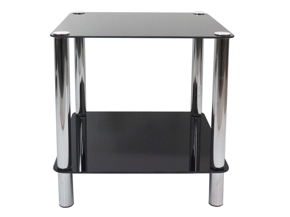 ASPECT 2-Tier black glass shelving rack/side end table-Matrix 2-Tier Display Glass Unit