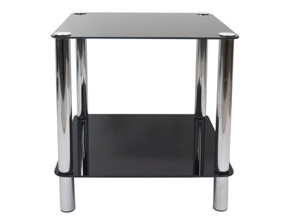 ASPECT 2-Tier black glass shelving rack/side end table-Matrix 2-Tier Display Glass Unit