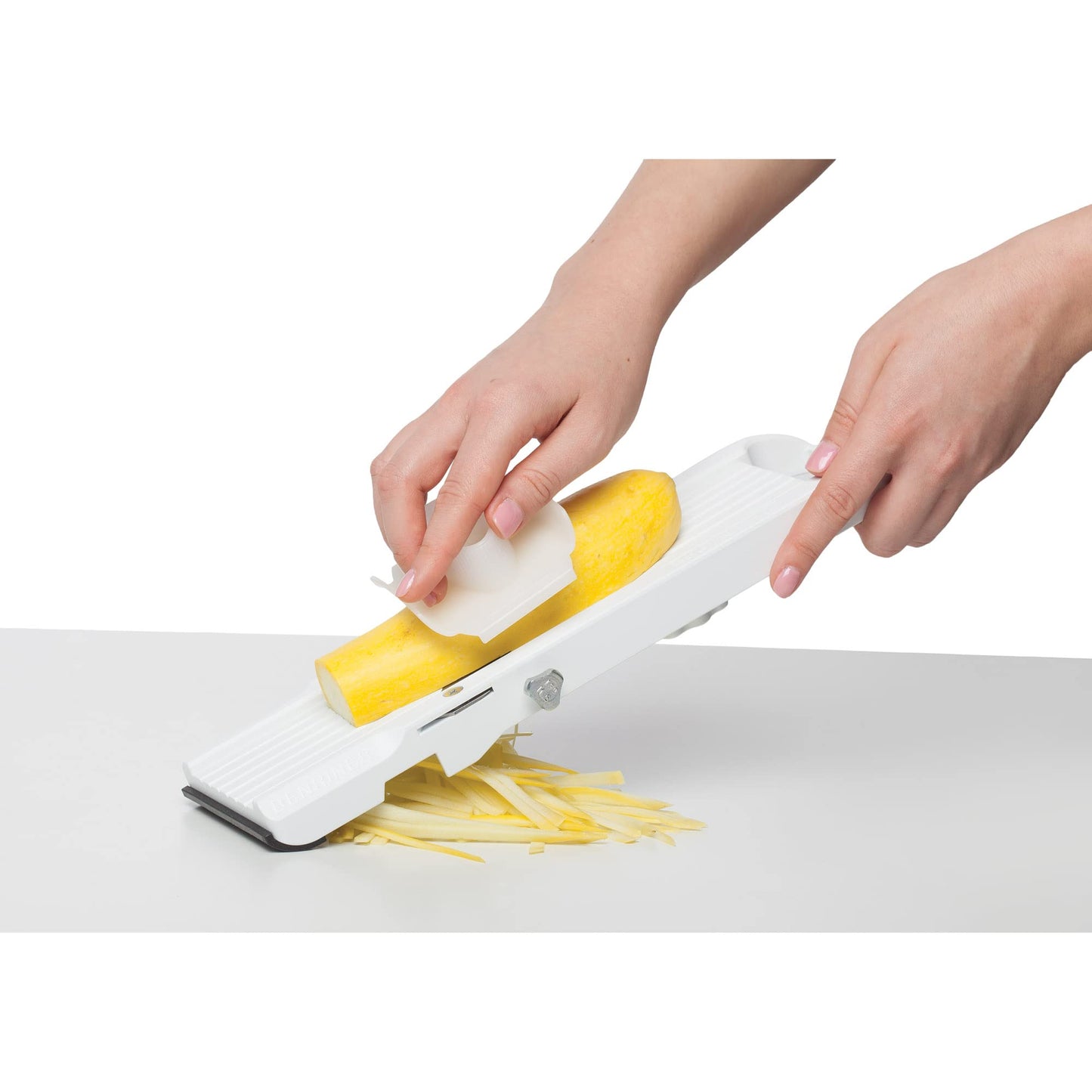 Benriner BN-64W-1 Mandolin Vegetable Slicer, ABS Plastic, 3 Interchangeable Blades, White, Classic