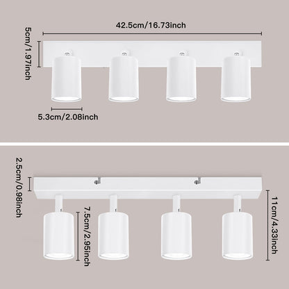Ketom Adjustable 4 Way Ceiling Spotlight Fitting - GU10 LED Ceiling Light Rotatable - Indoor Spotlights Ceiling Lights - Modern White Metal Ceiling