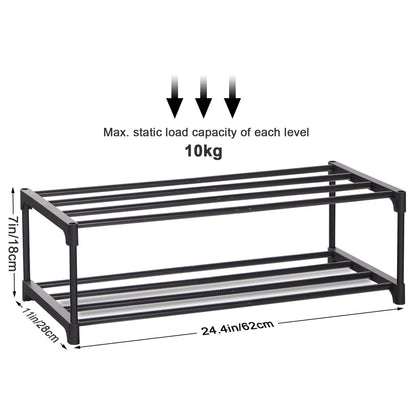 XIANGLV Shoe Rack, 2-Tier Shoe Rack Small, Can Hold 6 Pairs of Shoes, Shoe Shelf Storage Organizer,Anti-Rust Coating, Suitable for Dormitory