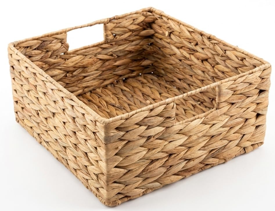 Sustainable Storage Basket, Braided Water Hyacinth Seagrass Single Half Compartment 30 x 34 x 15 cm