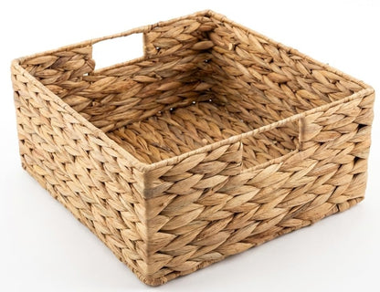 Sustainable Storage Basket, Braided Water Hyacinth Seagrass Single Half Compartment 30 x 34 x 15 cm