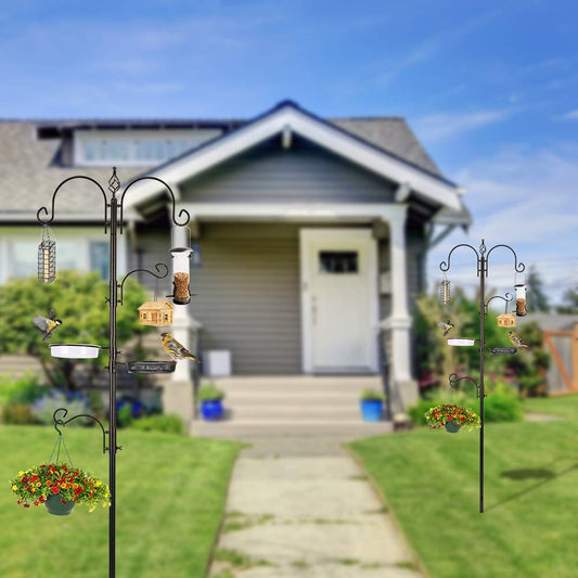 MIXXIDEA Bird Feeder Station Kit - 231 CM Bird Feeders Pole with 5-Prong Base, Multifunctional Birds Feeders Stand for Outdoors, with 4 Hooks & 3