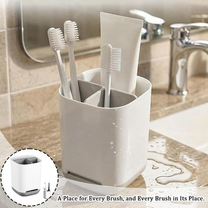 Toothbrush Holder Set, Freestanding Bathroom Tooth Brush Holder for Bathroom, Ceramic Toothbrush Holder for Electric & Manual Toothbrushes