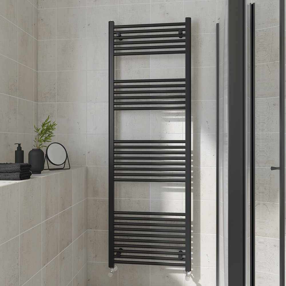 Warmehaus Straight Heated Towel Rail Black Bathroom Radiator 1800x600mm