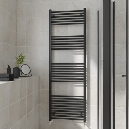 Warmehaus Straight Heated Towel Rail Black Bathroom Radiator 1800x600mm