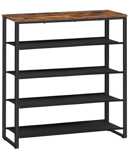 HOOBRO Shoe Rack, 5 Tier Shoe Storage Organizer with 4 Oxford Fabric Shelves and Top Panel, Holds 16-20 Pairs of Shoes, for Entryway and Closet