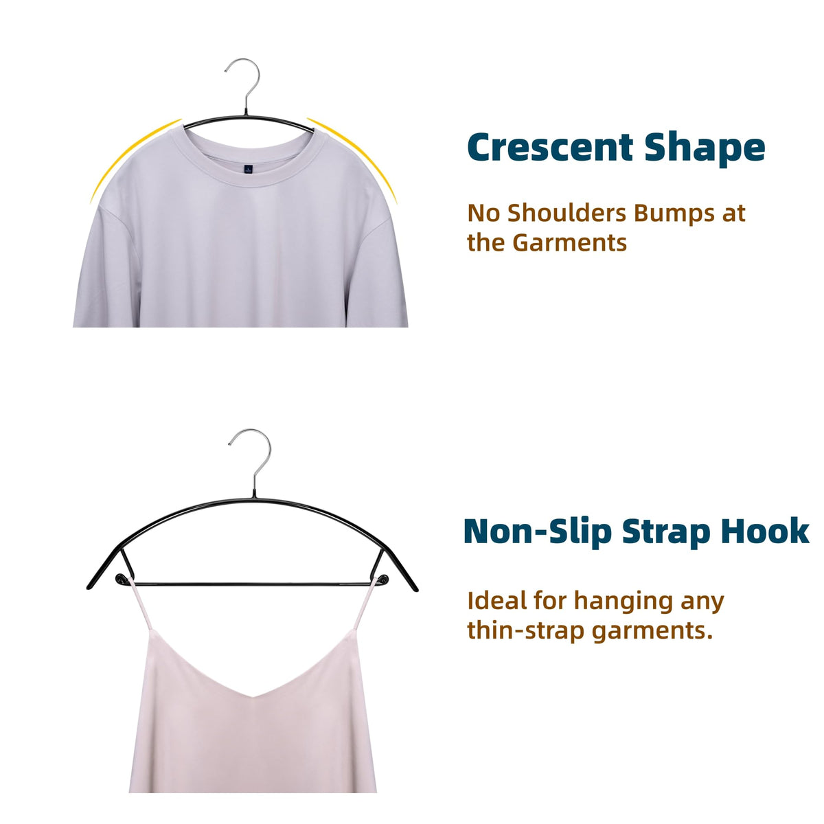 EssenFlolis 10 Pack No Shoulder Bumps Rubber Metal Coat Hangers