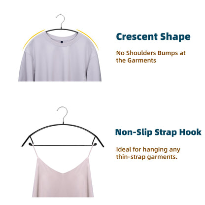 EssenFlolis 10 Pack No Shoulder Bumps Rubber Metal Coat Hangers