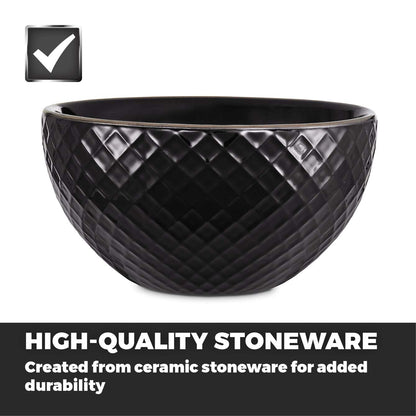 Tower T867002BLK Empire 16 Piece Dinnerware Set, Stoneware, Black and Brass