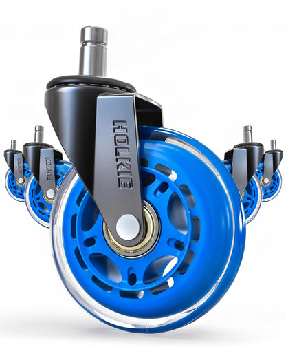 HOLKIE Gaming Chair Wheels 11x22mm Blue Core Replacement Desk Office Chair Wheels for Hard Floor Casters Set of 5 Heavy Duty Wheel Replacement for