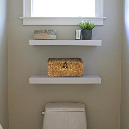 IGNPION Seagrass Storage Basket with Lid Woven Seagrass Desktop Basket Rectangular Bathroom Storage Organiser Box