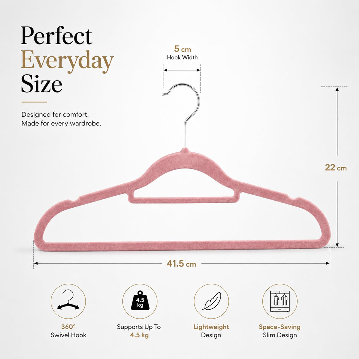 Housezy Coat Hangers, 20 Pack, Non-Slip Velvet Hangers for Clothes with Tie Bar & 360° Rotating Hook, Strong & Durable