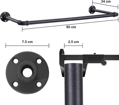 LAIDER HEROS 120cm Industrial Rustic Wall Coat Rack for Shop, Living Room, Cabinet/Matte Black