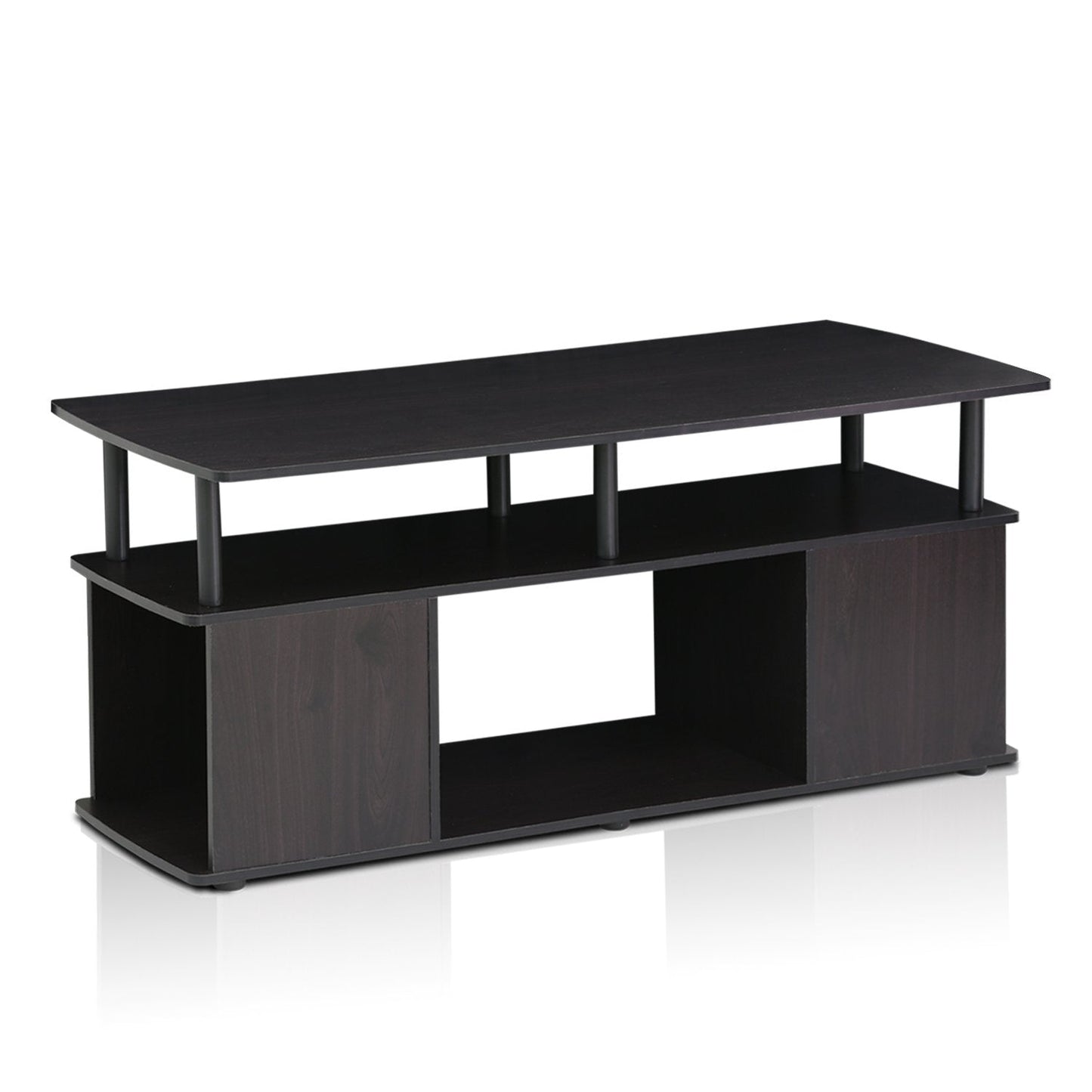 Furinno JAYA TV Stand, Entertainment Center, TV Console for TV up to 50 Inch with Open Storage Compartment, for Living Room, Bedroom, Black