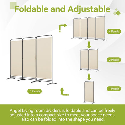 Angel Living Paravent 3 Panels Protective Screens Folding Screen Room Divider Screens Room Partitions Garden Privacy Outdoor Screens (Beige)