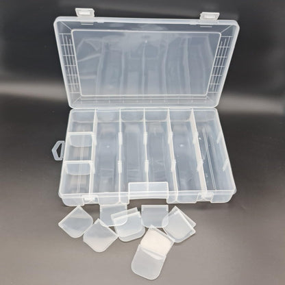 SHC Web Medium Adjustable 18 Compartment Box - Craft/Hobby Organiser Case for Beads/Findings/Sewing/Embroidery/Parts Storage - Removable Dividers