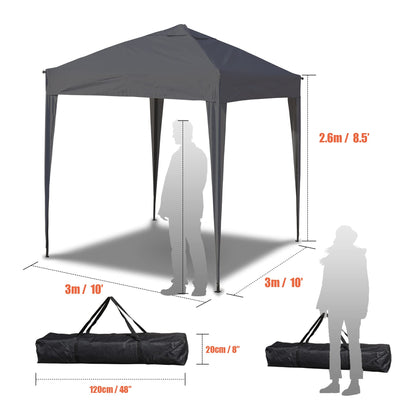 SANHENG Pop Up Gazebo, Pop Up Tent Heavy Duty, Fully Waterproof, All Weather Gazebo ideal for Outdoor Party Camping (3x3m no sides,Grey)