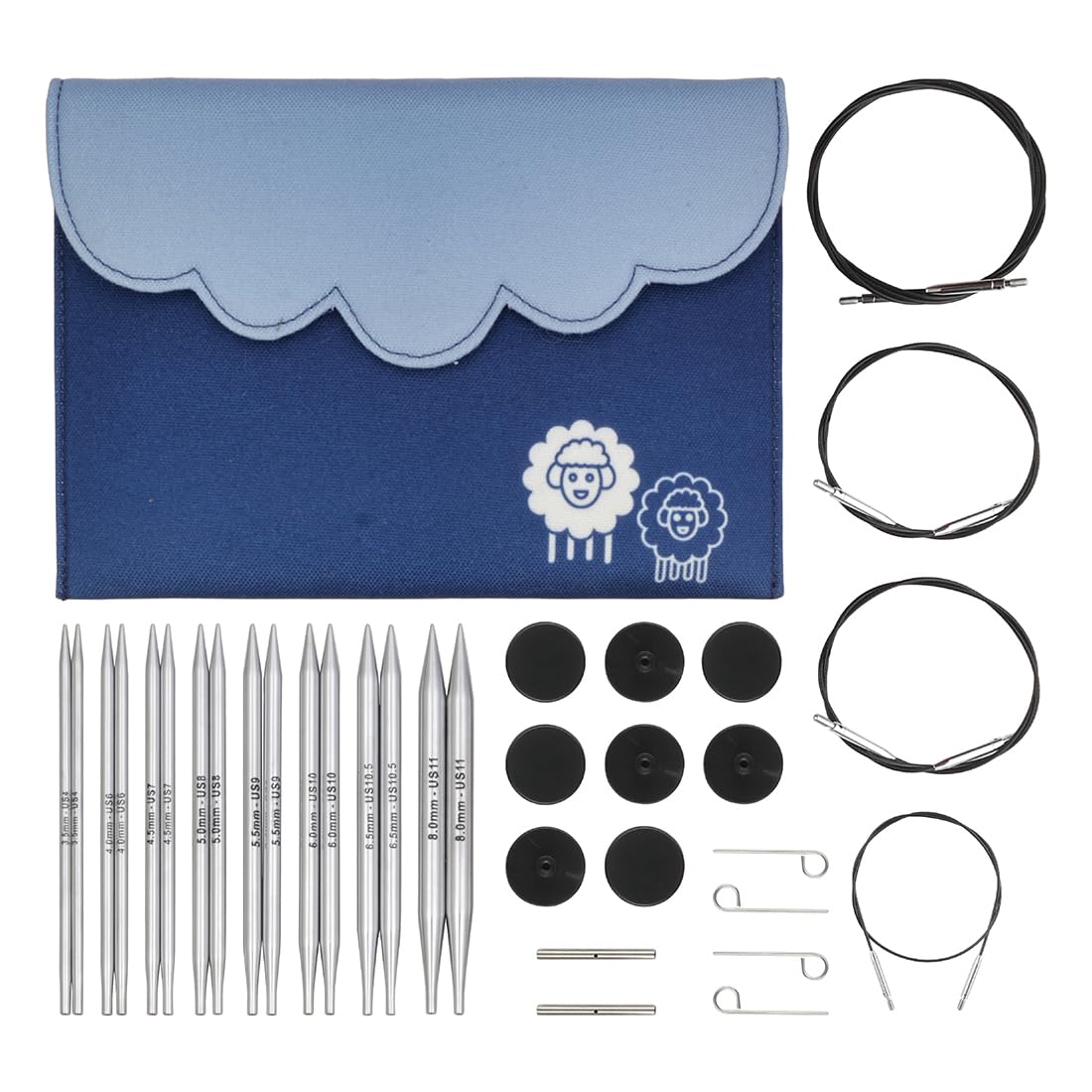 KnitPro Interchangeable Circular Knitting Needle Tips Deluxe Set - Nova Metal (3.50-8.00mm)