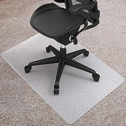 Kuyal 75x120cm Carpet Chair Mat PVC Home Office Chair Mat for Low and No Pile Carpeted Floors, Clear, Studded, BPA Free