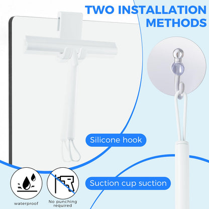 Thboxes Shower Squeegee, 8In Window Glass Silicone Scraper with Hook, White