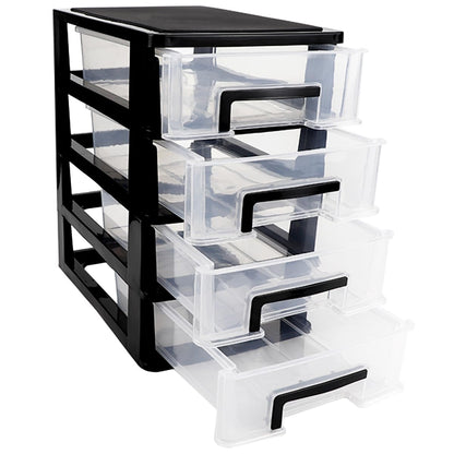 LNQ LUNIQI Plastic Desk Organizer,Desk Storage Box with 4 drawers,Makeup Organizer Sundries Storage Multifunction Storage Rack for Office School Home