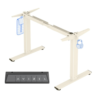 FLEXISPOT Height Adjustable Electric Standing Desk Frame Ergonomic Sit-stand Workstation with Memory Smart Panel EN1(2 Stage | Mousse White)