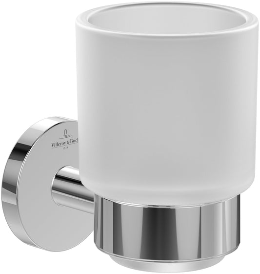 Villeroy & Boch Elements - Tender Tumbler Holder, Toothbrush Holder for Wall Installation, Toothbrush Tumbler Made from Satin-Finished Glass with zinc