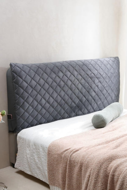 Bed Headboard Slipcover Quilted Thicken Protector Dark grey,180x70cm