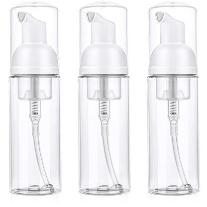 3 Pcs Travel Foam Pump Bottle, Portable 60ml / 2 oz Travel Size Pump Bottle, Empty Refillable Plastic Mousse Foam Soap Dispenser Pumps for Hand Soap
