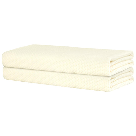 Uxcell Waffle Cotton Bath Towels, 2 Pack Bath Sheets, Solid Soft Towels for Bathroom, Gym, SPA, Yoga Beige 70cm x 140cm