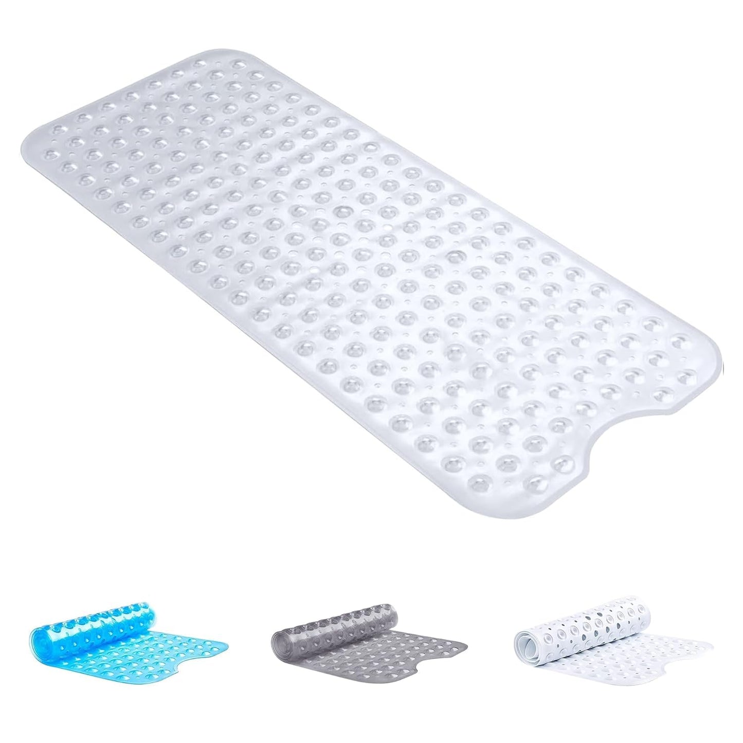 BedLooms Shower Mat Non Slip Anti Mould ? Clear 100x40 cm Bath Mat for Bathroom & Bathtub with Strong Suction Cups Grip Bath Mats Easy Drain & Machine