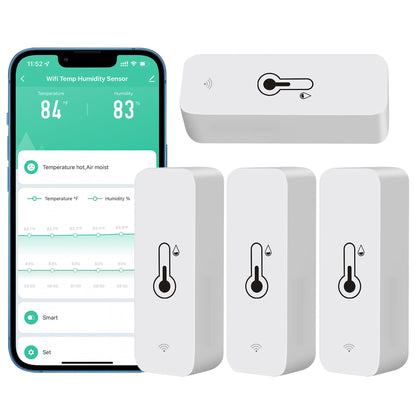 PHOVOLT WiFi Hygrometer Thermometer sensor for home, Indoor Outdoor Wireless Temperature Humidity Sensor Monitor with Remote App Notification Alert,
