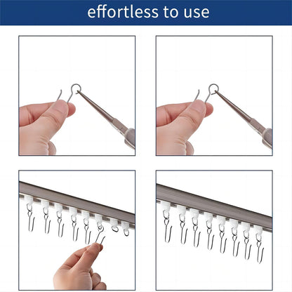 Bailinks 20pcs Curtain Hooks, 1.3 inches Long Stainless Steel Shower and Bathroom Hooks for Window and Door