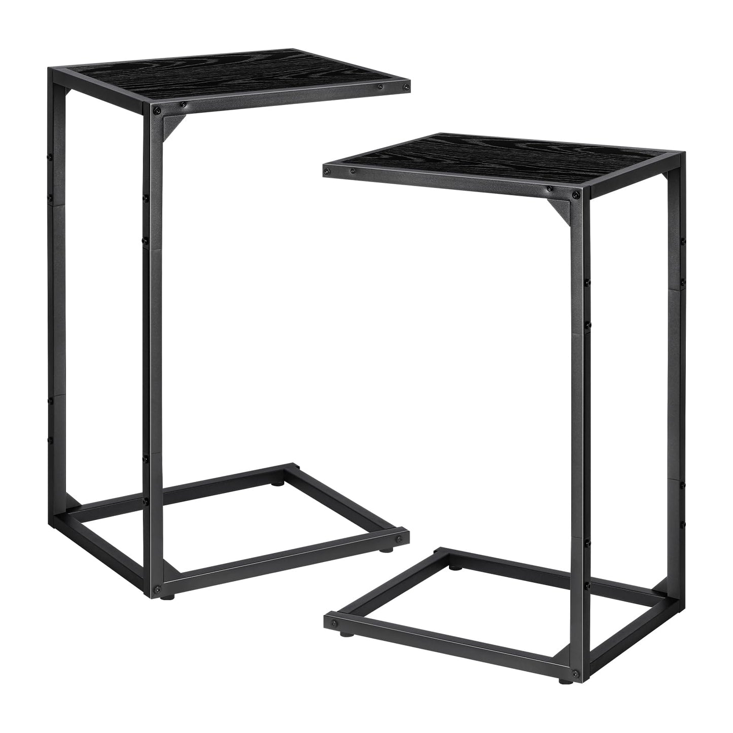 Set of 2 Side Table, Sofa End Table, Small Coffee Tea Table for Living Room, Bedroom, Narrow, Wood Look Accent Bedside Table with Metal Frame(40 * 30