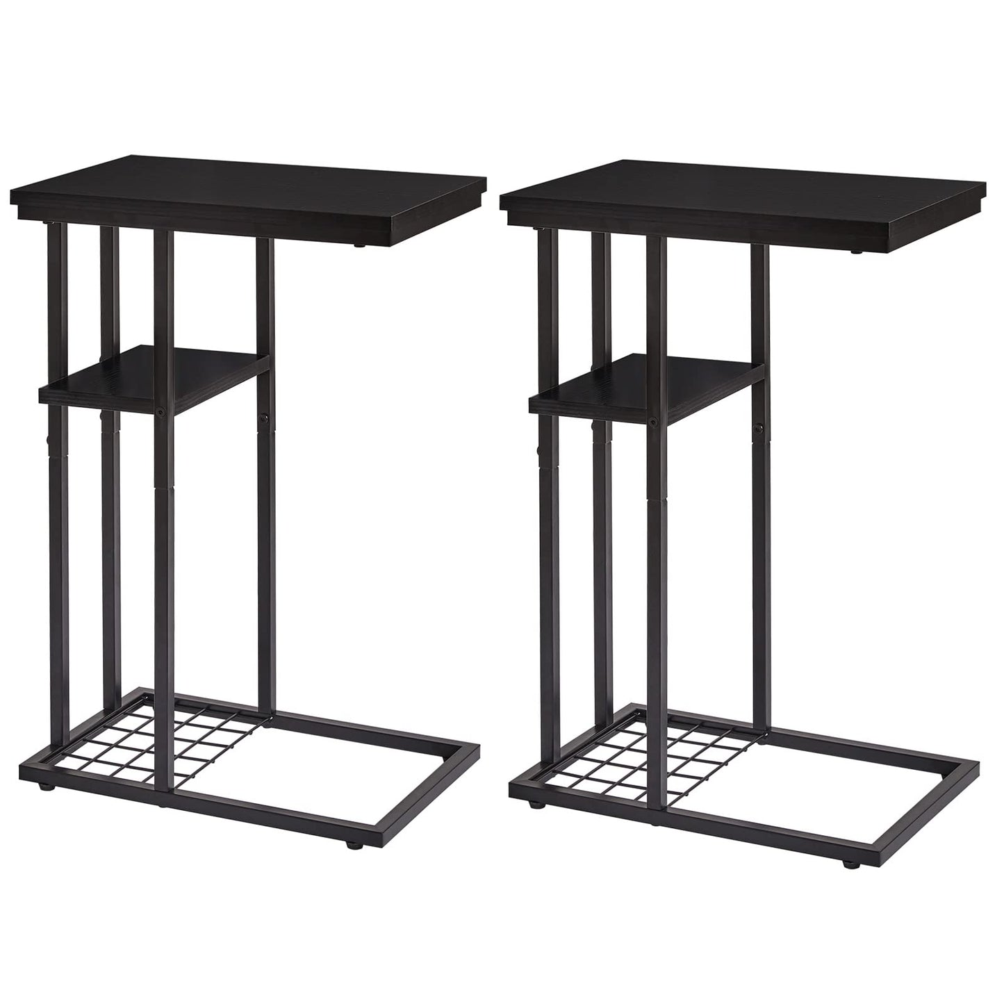 YMYNY C Shaped End Table Set of 2, Snack Side Table for Sofa and Bed, Laptop Coffee Table for Small Spaces, Living Room, Bedroom