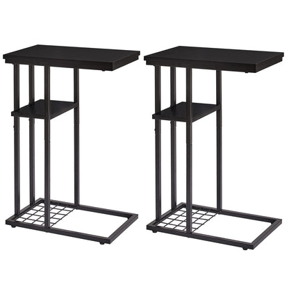 YMYNY C Shaped End Table Set of 2, Snack Side Table for Sofa and Bed, Laptop Coffee Table for Small Spaces, Living Room, Bedroom