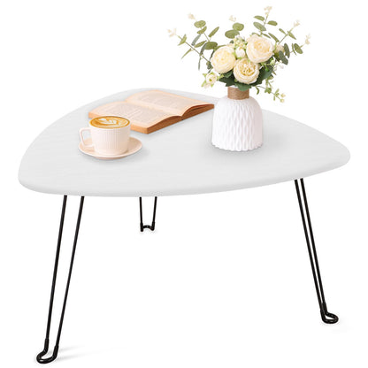 FEUFOAM Coffee Table for Small Spaces White Folding Wooden Triangle Center Sofa Tables Simple Design Droplet Coffee Table With Steel Legs Modern